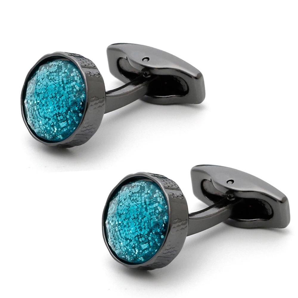 Stunning Crushed Blue Fluorite Gunmetal Cufflinks